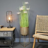 Geometric Gold Plant Indoor Plant Pot & Stand in Situ