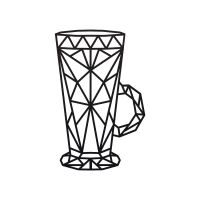 Geometric Steel Latte Glass Wall Art in Black 