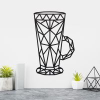 Geometric Steel Latte Glass Wall Art on a Cream Wall