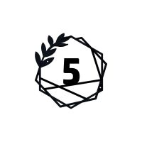 Geometric Leaf House Number Sign in Black
