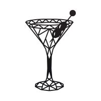 Geometric Steel Martini Glass Wall Art in Black 