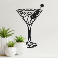Geometric Steel Martini Glass Wall Art on a Cream Wall