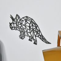 View From the side of the Geometric Natural Steel Triceratops Wall Art