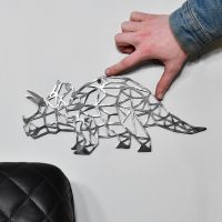 Geometric Natural Steel Triceratops Wall Art to Scale