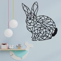 Geometric Rabbit Wall Art in a Child"s Bedroom