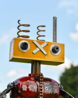Close up of Geometric Robot Head