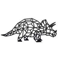 Geometric Iron Triceratops Wall Art Finished in Black