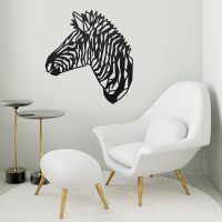 Geometric Zebra Head Wall Art in Situ in a Modern Sitting Room