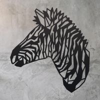 Geometric Zebra Head Wall Art on a Rustic Wall
