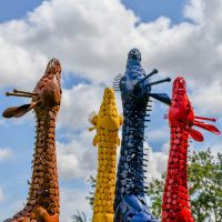 Coloured Giraffe Sculpture Heads 