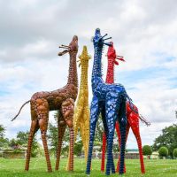 Metal Colourful Giraffe Sculptures