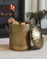 Gold Traditional Iron Log Bucket With Lid 