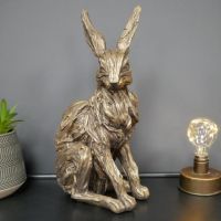Gold Wood Effect Hare Sculpture