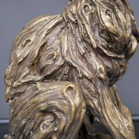 Gold Wood Effect Hare Sculpture Close-Up