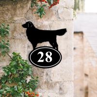 Golden Retriever Iron House Number Sign Created Out of Iron