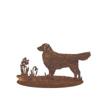 Golden Retriever Garden Silhouette Ornament in a Rustic Finish