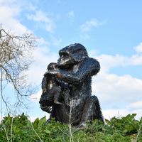 Gorilla with Baby Sculpture in the Garden