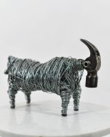 Recycled Metal Grazing Ram Sculpture