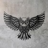 "Great Horned Owl" Wall Art in Situ on a Rustic Brick Wall
