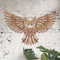 "Great Horned Owl" Wall Art in Situ on a Rustic Brick Wall