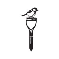 Close-Up of Great Tit Bird Sheet Steel Silhouette in Black Finish