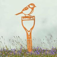 Great Tit Bird Sheet Steel Silhouette in Rustic Finish in Situ