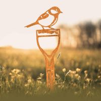 Great Tit Bird Sheet Steel Silhouette in Rustic Finish
