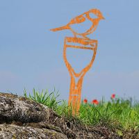 Rustic Sheet Steel Silhouette with Great Tit Bird Motif