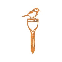 Close-Up of Great Tit Bird Sheet Steel Silhouette in Rustic Finish