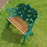 "Coalbrookdale" Cream Two Seater Garden Bench Finished in Green