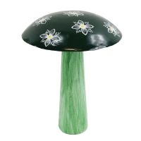 Green Hand Painted Steel Mushroom Sculpture