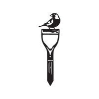 Close-Up of Greenfinch Bird Sheet Steel Silhouette in Black Finish