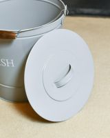Close Up Of Grey Ash Bucket In Situ