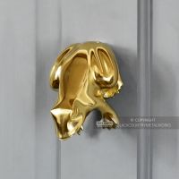 Grey Door With Polished Brass Frog Door Knocker