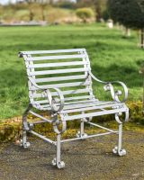 Rustic Grey Metal One Seater Bench 