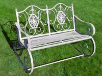 Antique Grey Ornate Rocking Bench