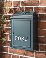 Grey and Silver Text Wall Mounted Post Box 