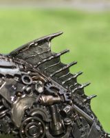 Close up of Recycled Metal Grouper Sculpture dorsal fin