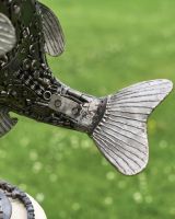 Close up of Recycled Metal Grouper Sculpture tail