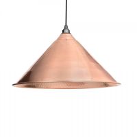 Hammered Copper Conical-Shaped Hanging Pendant Light