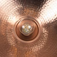 Hammered Copper Conical-Shaped Hanging Pendant Light Interior