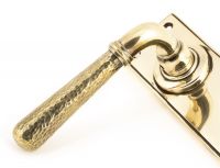 Hammered Aged Brass Lever Lock Door Handle Close-Up