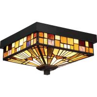 Handcrafted "Stained Glass" Flush Ceiling or Wall Light - 26cm