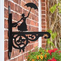 Ornate Mary Poppins Hanging Basket Bracket in Situ on the Side of a House
