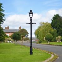 2.2m Harrogate Black Lamp Post In Situ 