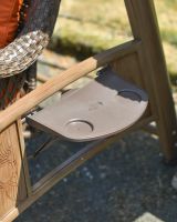 Close up of cup holder detail on garden swing seat