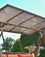 Close up of shaded roof detail on patio swing seat