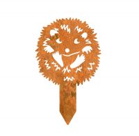 Hedgehog Iron Silhouette Facing Forward in a Rustic Finish