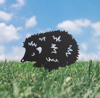 Hedgehog Iron Silhouette Facing Left in Situ Outdoors