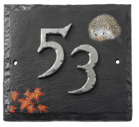 "Helmsford House" Hedgehog Slate House Number Sign